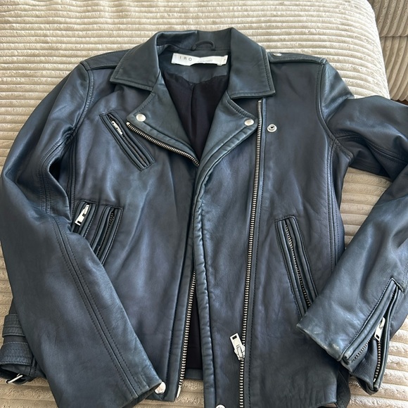 IRO Newhan leather jacket -vintage blue - Main Image